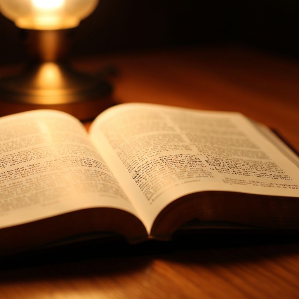 Open Bible with warm lighting