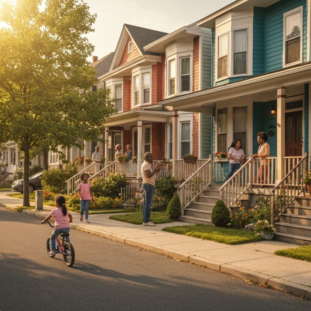 Vibrant neighborhood with families and community
